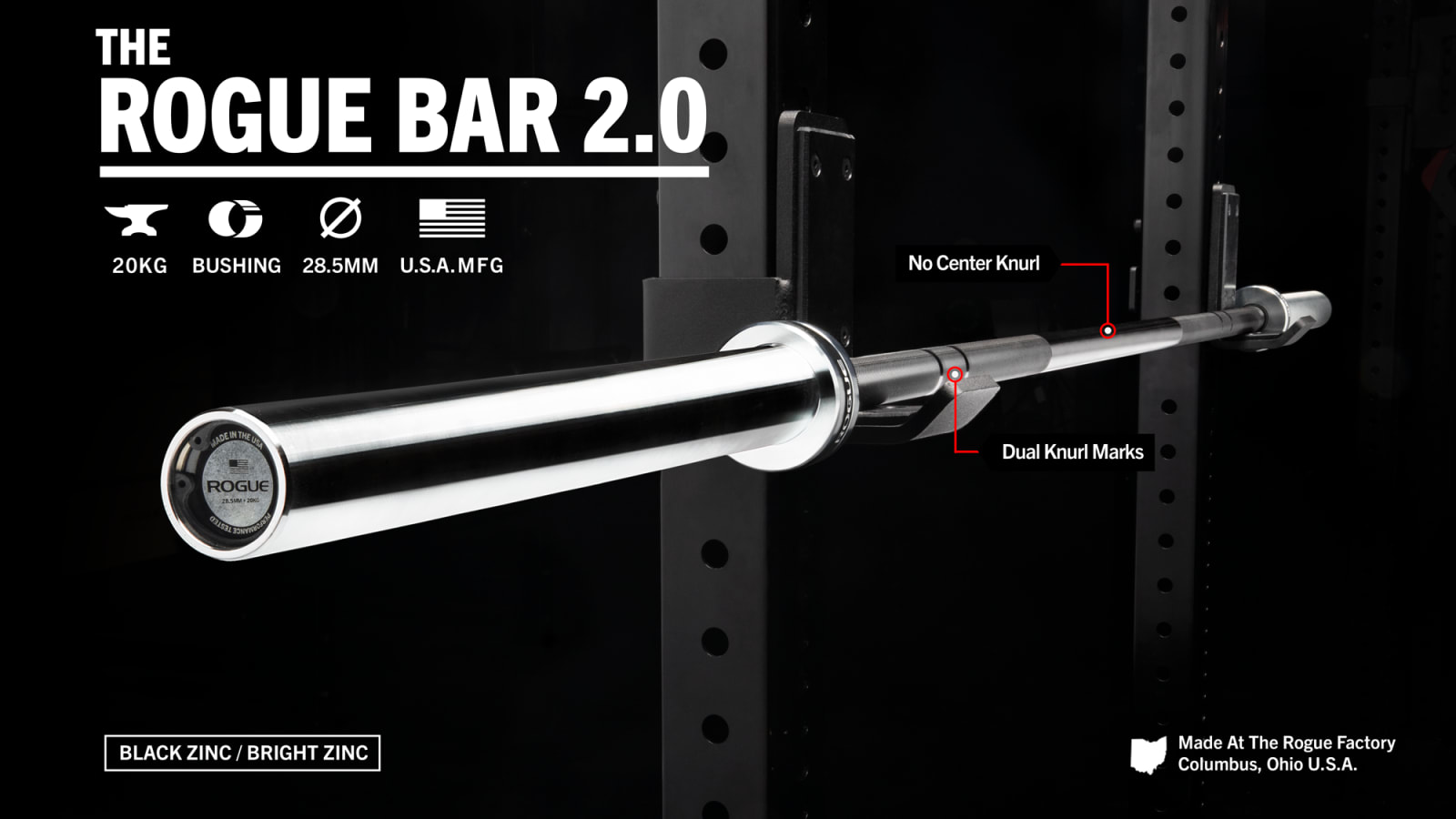 The Rogue Bar 2.0 - Black Zinc | Rogue Fitness UK